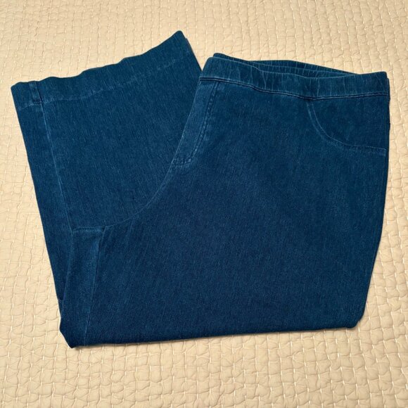 Isaac Mizrahi Knit Denim Pull On Wide Leg Cropped Pant - Size: 5X - NWT - Picture 4 of 13